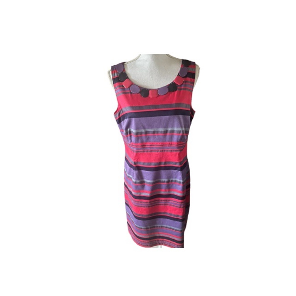 Boden Pink and Purple Striped Sleeveless Shift Dress
